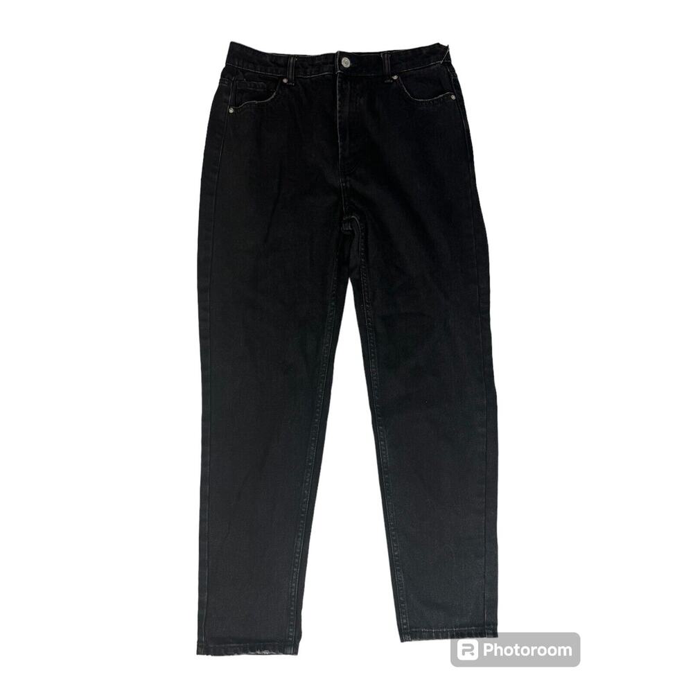 Bershka Mom Jeans Womens Size 06 Black High Rise Straight Leg Denim
